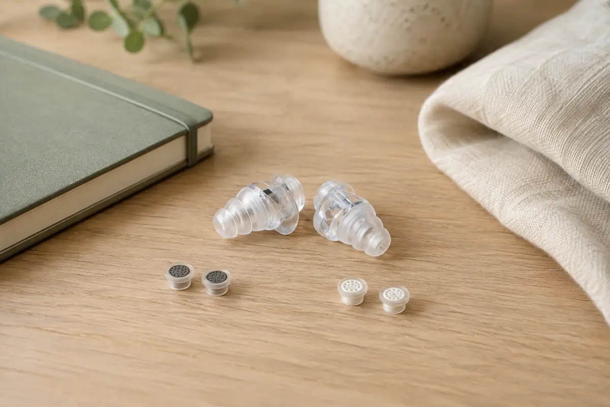 Bouchons d’oreilles Alpine MusicSafe transparents avec deux jeux de filtres acoustiques interchangeables