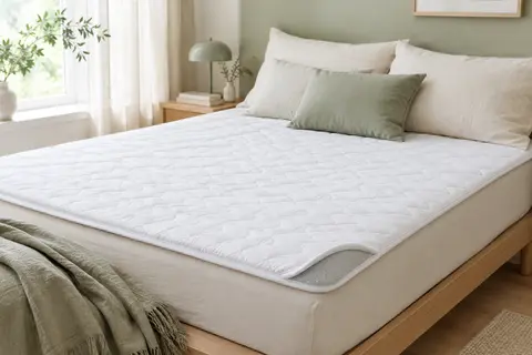 Surmatelas blanc Dailydream de 120 x 200 cm posé sur un lit dans une chambre lumineuse